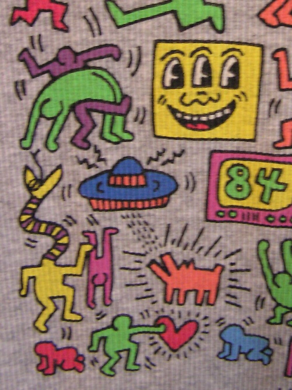 Keith Haring Multi Dancing Figure Grey Ribbed Tank Top - Picture 5 of 10